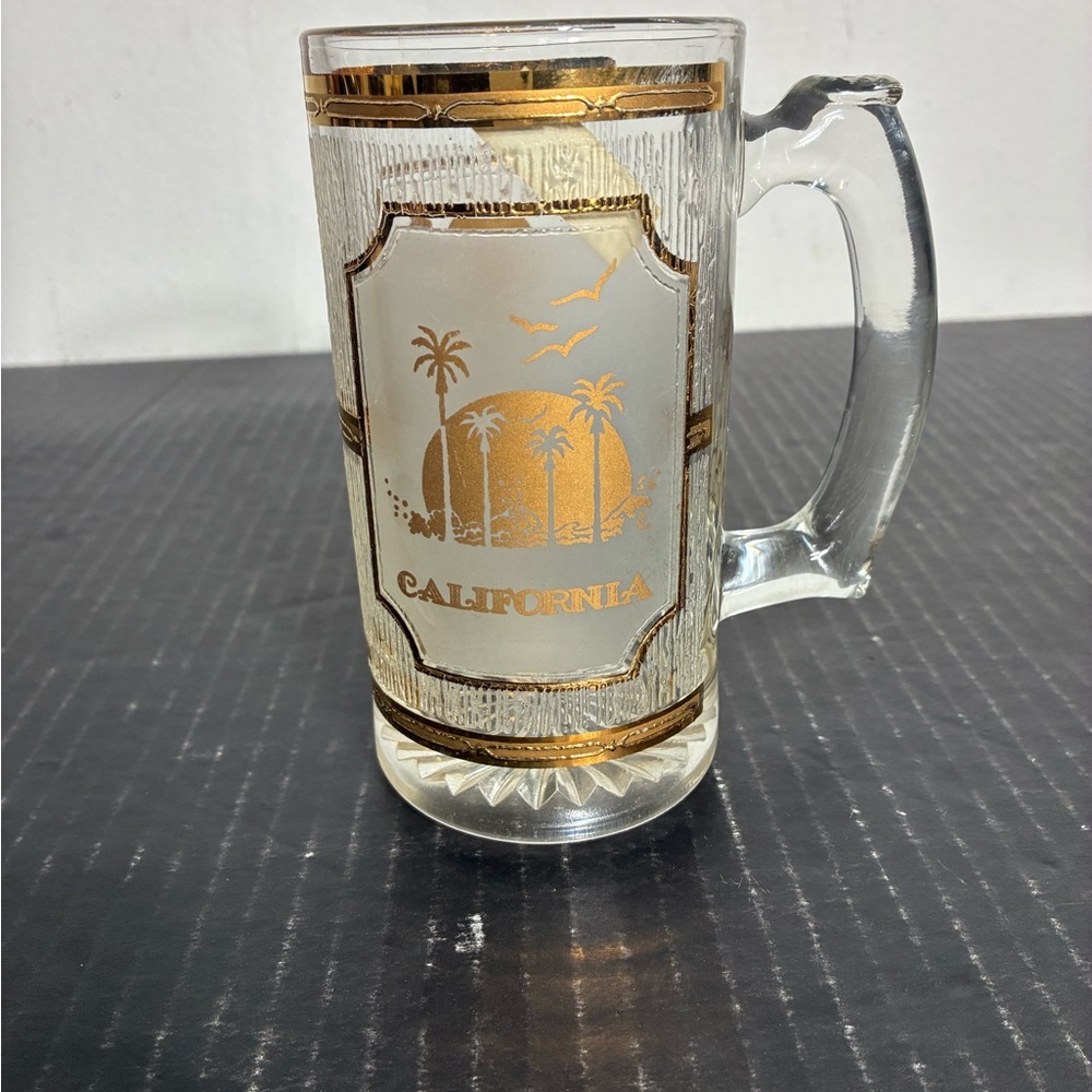 Culver 22k Gold Glass Mug Stein California Palm Trees